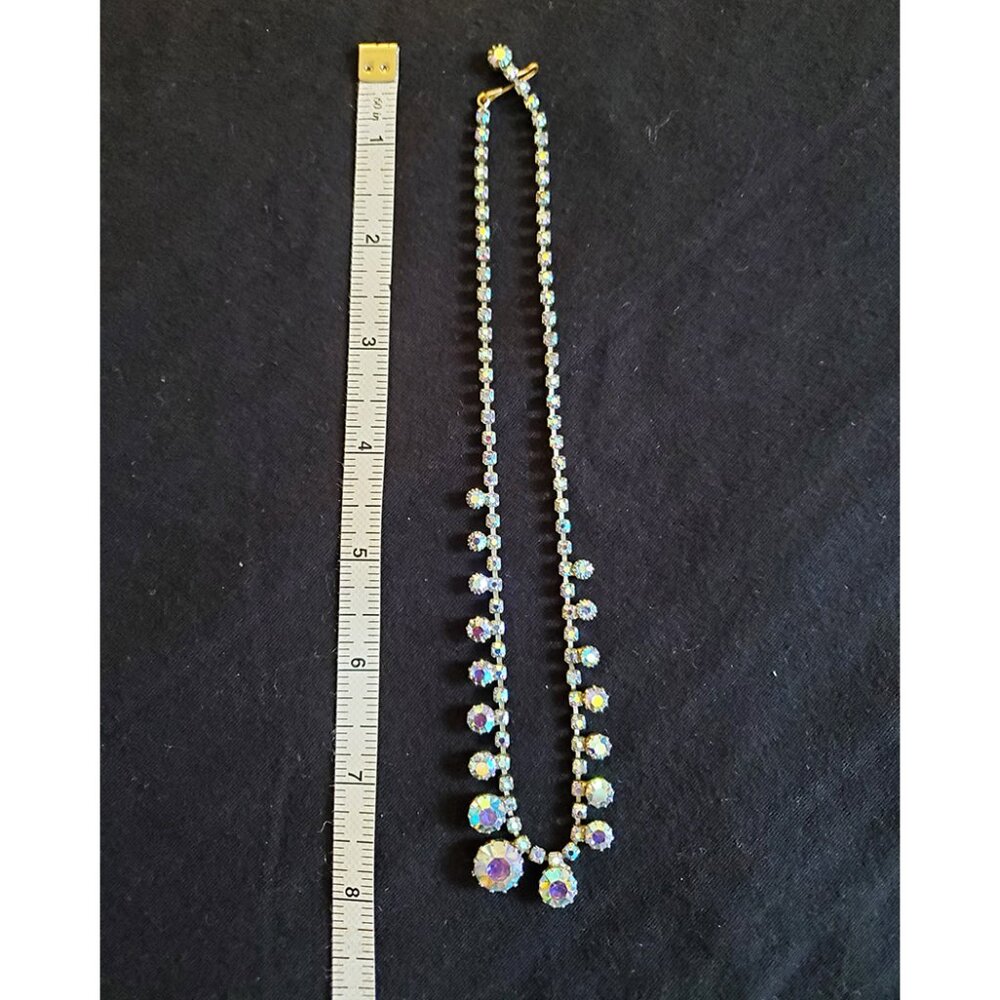 Vintage Mid-Century Aurora Borealis Choker in AB Crystal, Art Deco Style - Picture 7 of 8